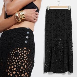 & OTHER STORIES Black Crocheted Midi Skirt